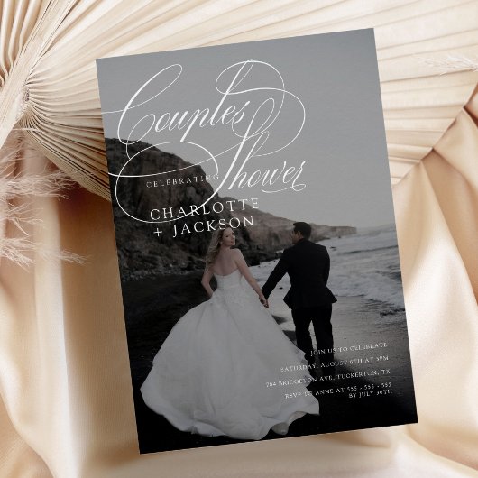 Invitation Noir et blanc Code QR Couples Douche