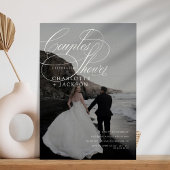 Invitation Noir et blanc Code QR Couples Douche