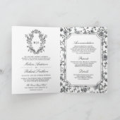 Invitation Noir et Blanc Code QR de Mariage à Armoiries de Ch (Intérieur)