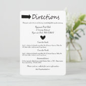 Invitation Noir Et Blanc Coeur Directions Détails Mariage (Debout devant)