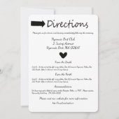 Invitation Noir Et Blanc Coeur Directions Détails Mariage (Devant)