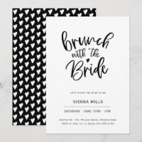 Noir et Blanc Coeurs Calligraphie Brunch nuptial