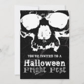 Invitation Noir et blanc crâne Grungy Halloween Fright Party (Devant)