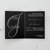 Invitation Noir et blanc Damas FAUX ruban diamant design (Intérieur)