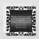 Invitation noir et blanc d'anniversaire de mariage (Dos)