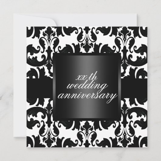 Invitation noir et blanc d'anniversaire de mariage (Devant)