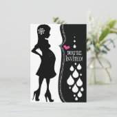 Invitation noir et blanc de baby shower (Debout devant)