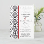 Invitation noir et blanc de mariage damassé (Debout devant)
