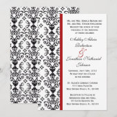 Invitation noir et blanc de mariage damassé (Devant / Derrière)