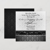 Invitation noir et blanc de mariage damassé (Devant / Derrière)