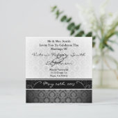 Invitation noir et blanc de mariage damassé (Debout devant)