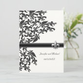 Invitation noir et blanc de mariage de Fleur de (Debout devant)