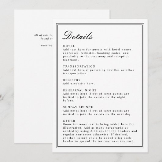 Invitation Noir et Blanc de Style Classique Absolu (Devant / Derrière)