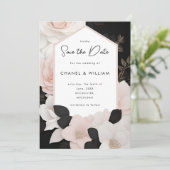 Invitation Noir et blanc d'inspiration Chanel enregistrer la (Debout devant)