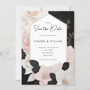 Invitation Noir et blanc d'inspiration Chanel enregistrer la