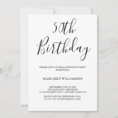 Invitation Noir et blanc Elégance moderne 50e anniversaire (Devant)