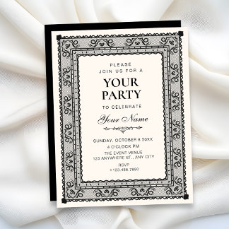 Invitation Noir et blanc élégant