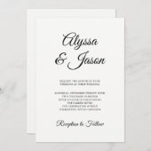 Invitation Noir et blanc élégant | Mariage (Devant / Derrière)