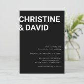 Invitation noir et blanc en lettres grasses minima (Debout devant)