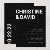 Invitation noir et blanc en lettres grasses minima (Devant / Derrière)