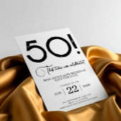 Invitation Noir et blanc Enregistrer la date 50e anniversaire