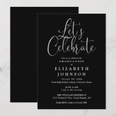 Invitation Noir Et Blanc Fêtent La Fête De La Graduation (Devant / Derrière)