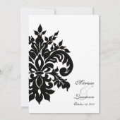 Invitation Noir et blanc Fleur de Lis Mariage damassé (Dos)