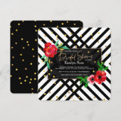 Invitation Noir et Blanc Floral (Devant / Derrière)