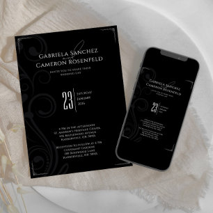 Invitation Noir et Blanc Formal Vintage Wedding 2.0
