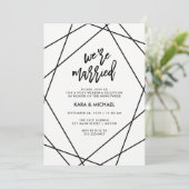 Invitation Noir et Blanc Géométrique | Nous sommes mariés (Debout devant)