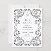 Invitation Noir et blanc Gothique Vintage (Devant)