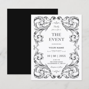 Invitation Noir et blanc Gothique Vintage