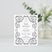 Invitation Noir et blanc Gothique Vintage (Debout devant)