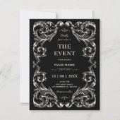 Invitation Noir et blanc Gothique Vintage (Devant)