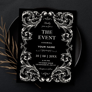 Invitation Noir et blanc Gothique Vintage