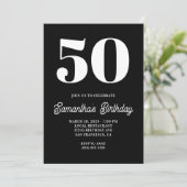 Invitation Noir et blanc grand nombre 50e anniversaire (Debout devant)