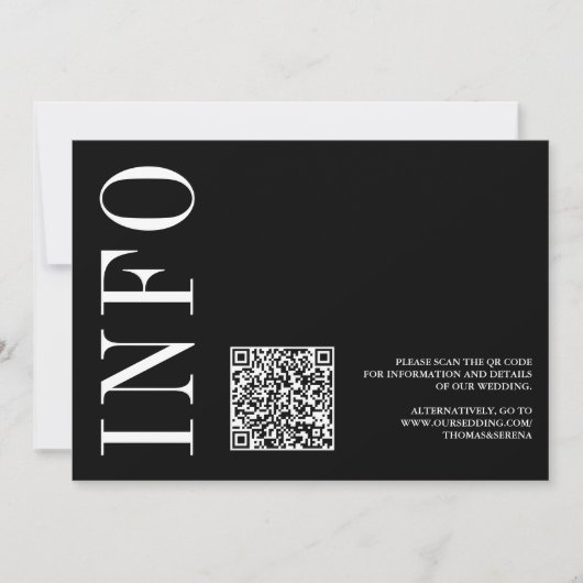 Invitation Noir et blanc Gras monochrome QR Code RSVP (Devant)