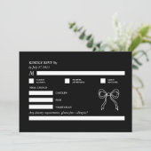 Invitation Noir et blanc Gras monochrome QR Code RSVP Bow (Debout devant)