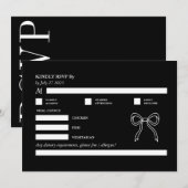 Invitation Noir et blanc Gras monochrome QR Code RSVP Bow (Devant / Derrière)