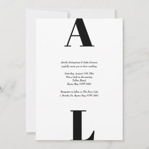 Invitation Noir et blanc initial moderne et simple