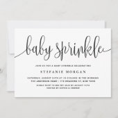 Invitation Noir et blanc Jolie calligraphie Bébé Sprinkel (Devant)
