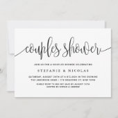 Invitation Noir et blanc Jolie Calligraphie Couples Douche (Devant)