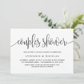 Invitation Noir et blanc Jolie Calligraphie Couples Douche (Debout devant)