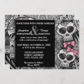 Invitation Noir et blanc Mandala Moderne Mariage crâne de suc (Devant / Derrière)