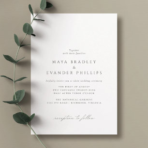 Invitation Noir et blanc   Mariage classique minimaliste Airy