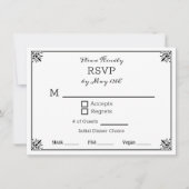 Invitation Noir et Blanc mariage d'Anime RSVP (Devant)