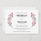 Invitation Noir et blanc | mariage floral moderne (Devant)