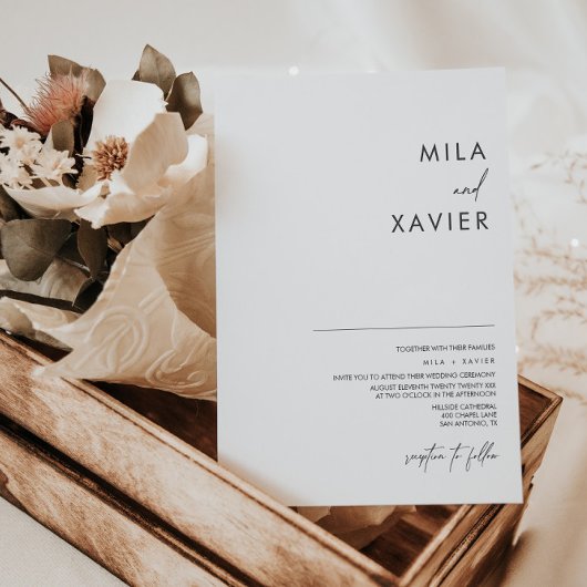 Invitation Noir et blanc | Mariage minimaliste moderne