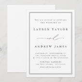 Invitation Noir et blanc Mariage moderne à carreaux (Devant / Derrière)