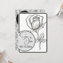 Noir et blanc mariage rose Enregistrer la date